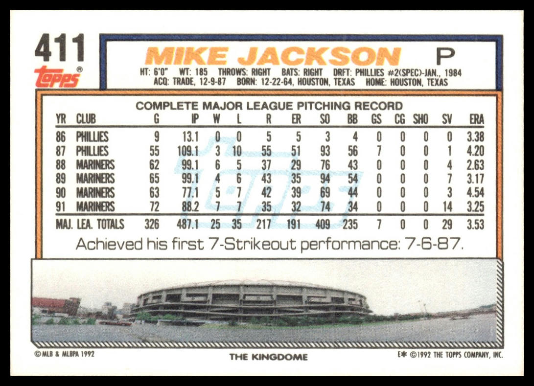 1992 Topps #411 Mike Jackson