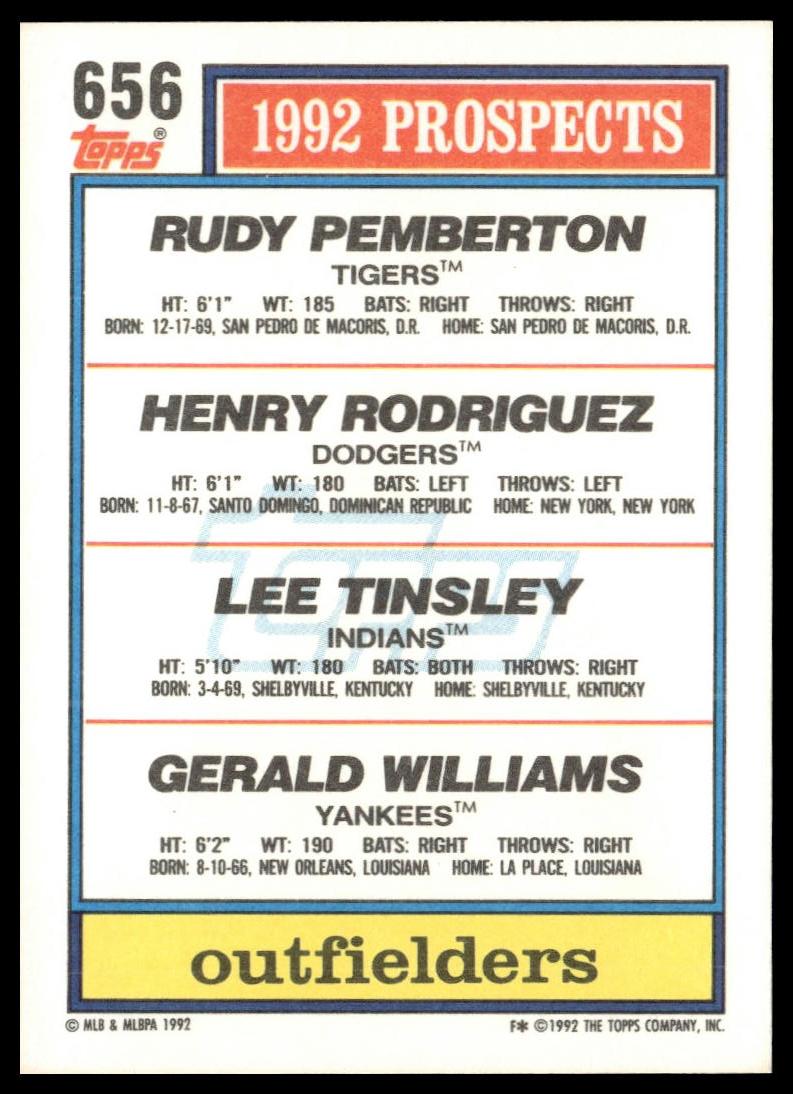 1992 Topps #656 1992 Top Prospects Outfielders