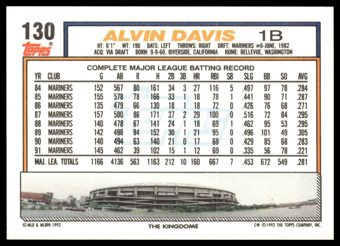 1992 Topps #130 Alvin Davis