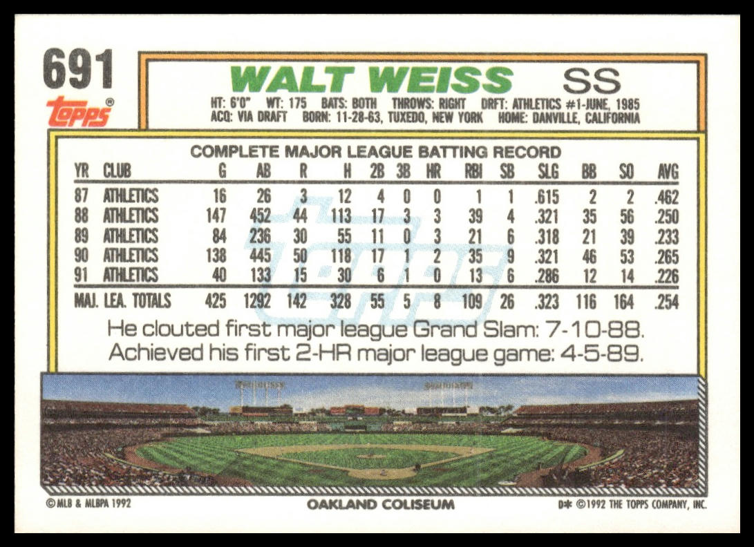 1992 Topps #691 Walt Weiss