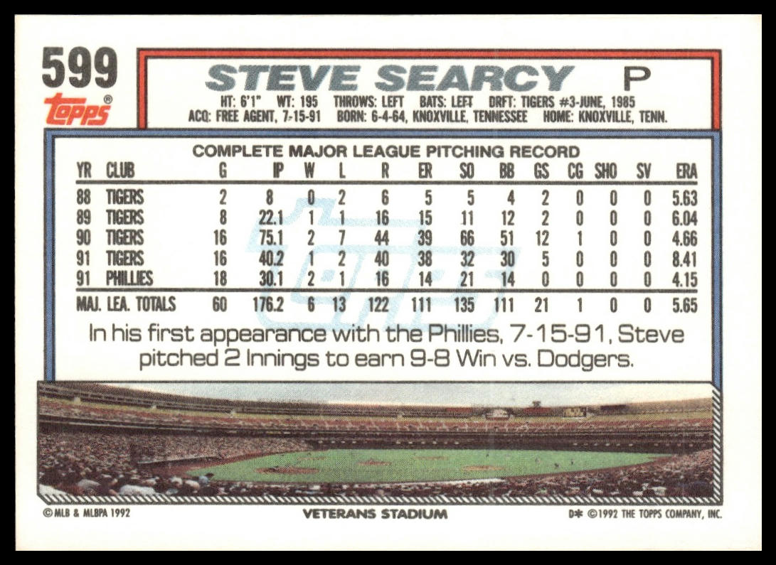 1992 Topps #599 Steve Searcy