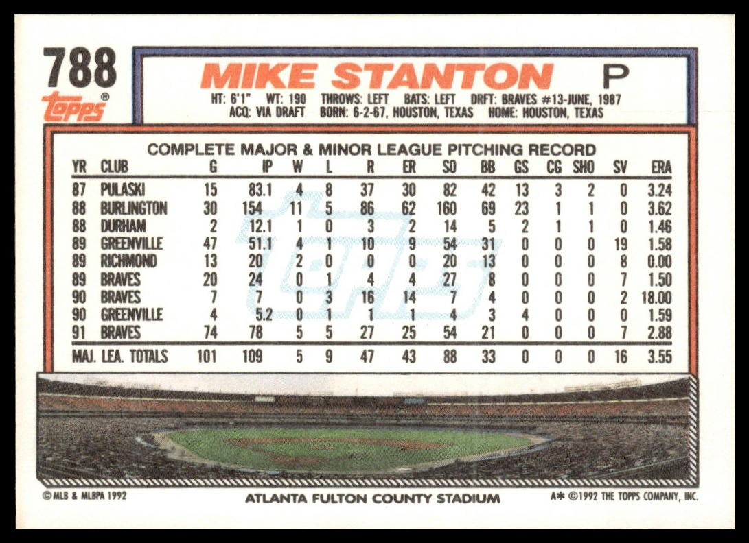 1992 Topps #788 Mike Stanton