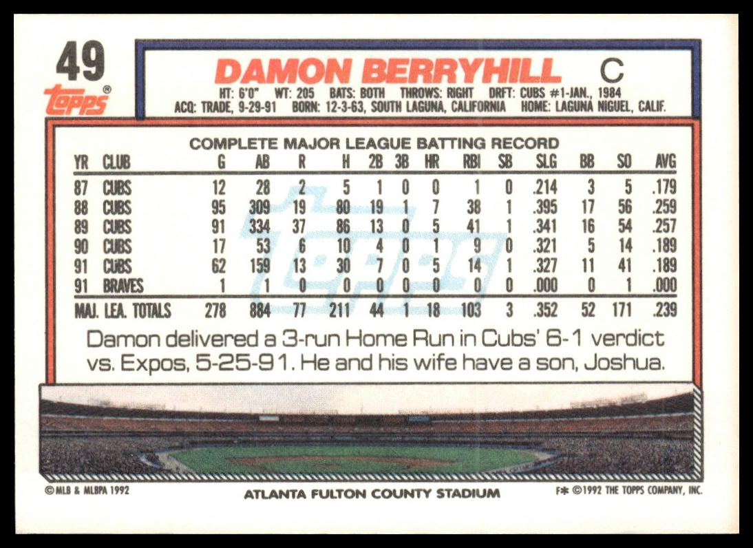 1992 Topps #49 Damon Berryhill