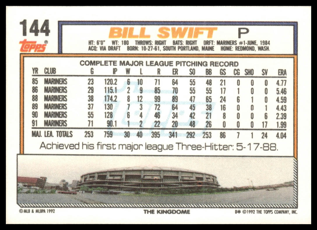 1992 Topps #144 Bill Swift