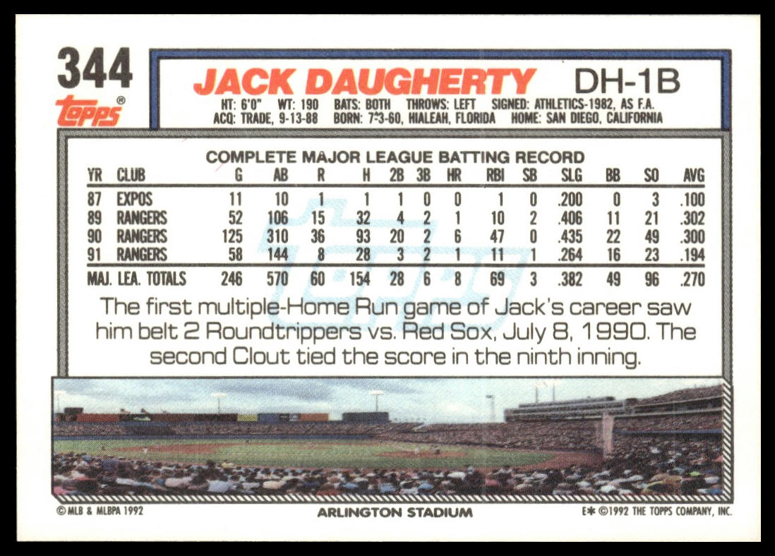1992 Topps #344 Jack Daugherty