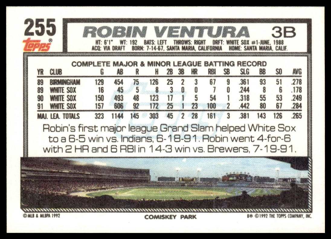 1992 Topps #255 Robin Ventura