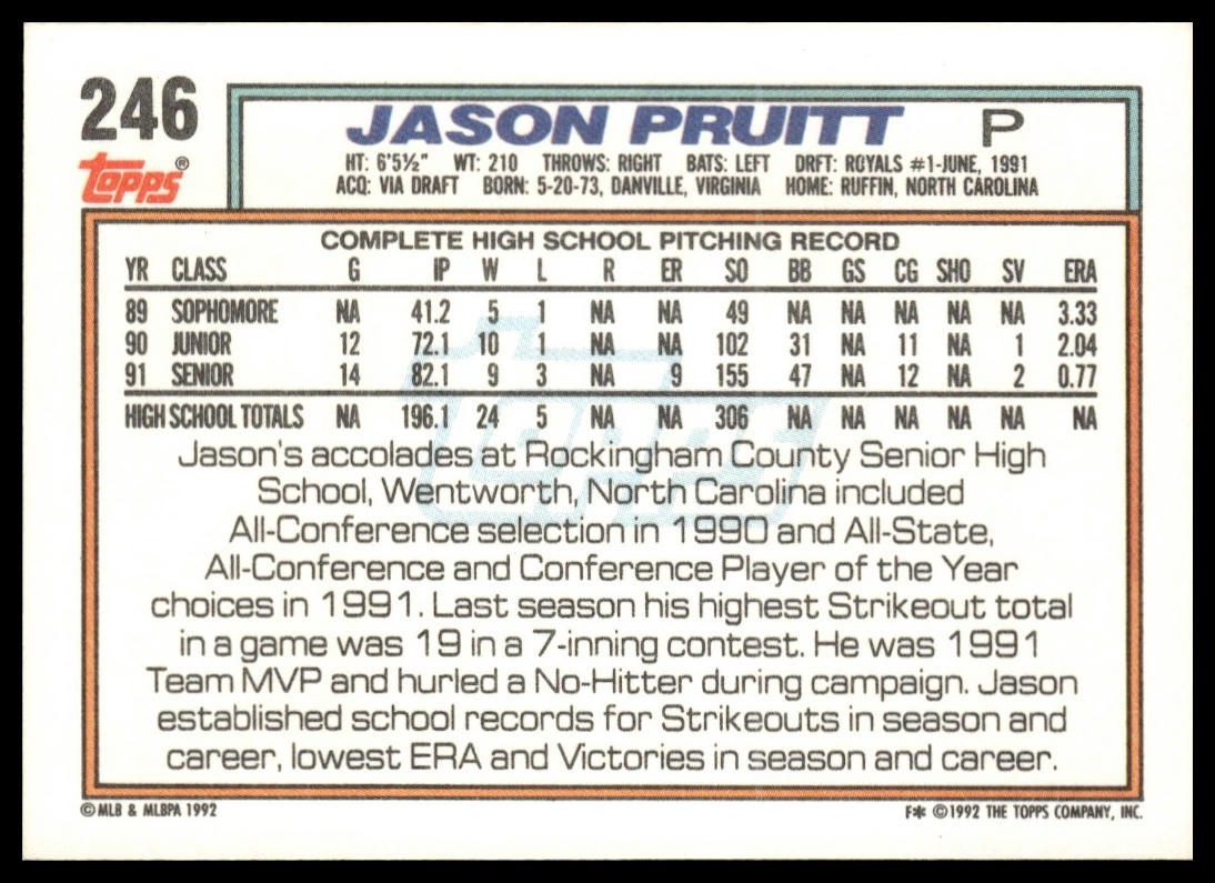 1992 Topps #246 Jason Pruitt