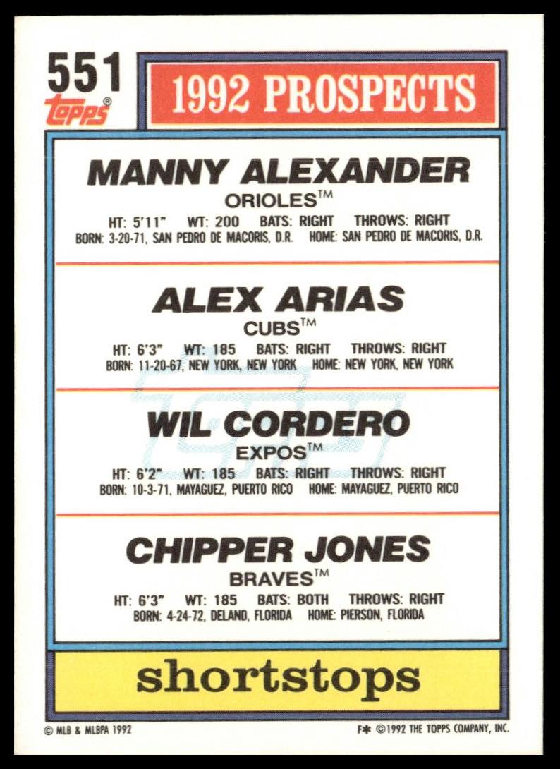 1992 Topps #551 1992 Top Prospects Shortstops