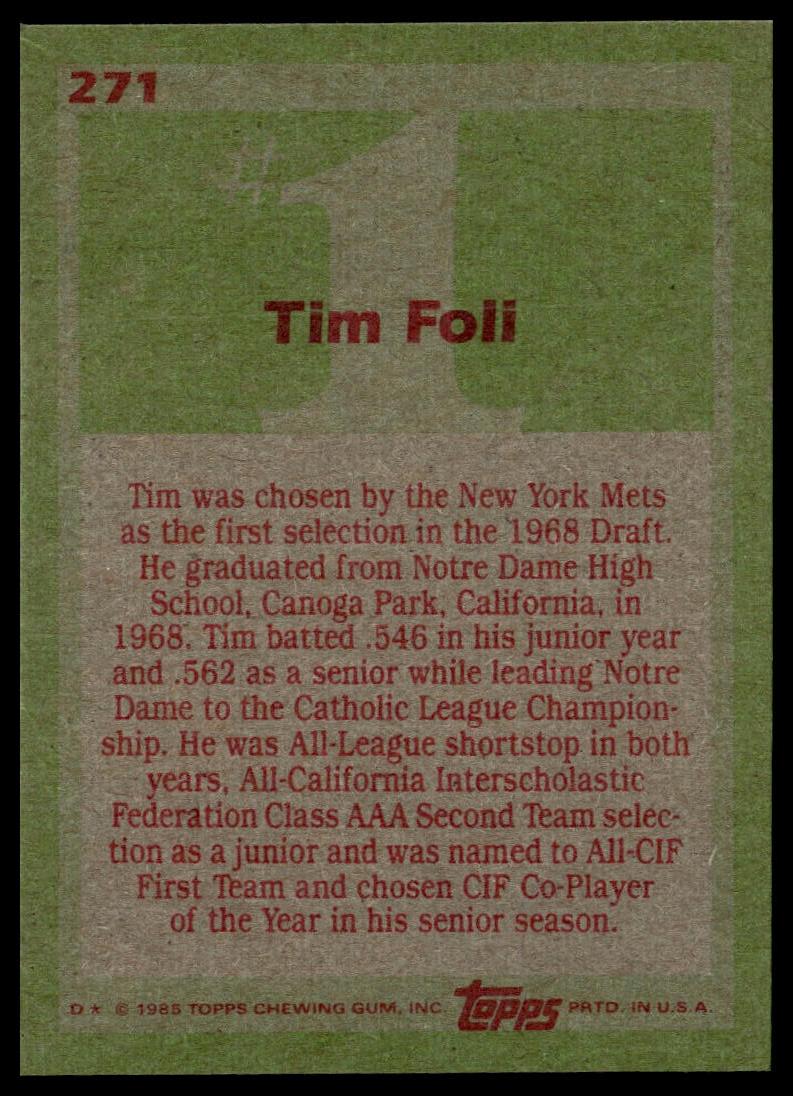 1985 Topps #271 Tim Foli