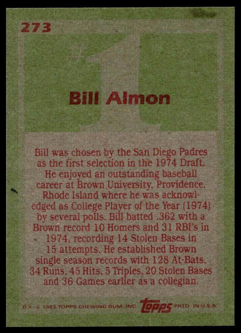 1985 Topps #273 Bill Almon