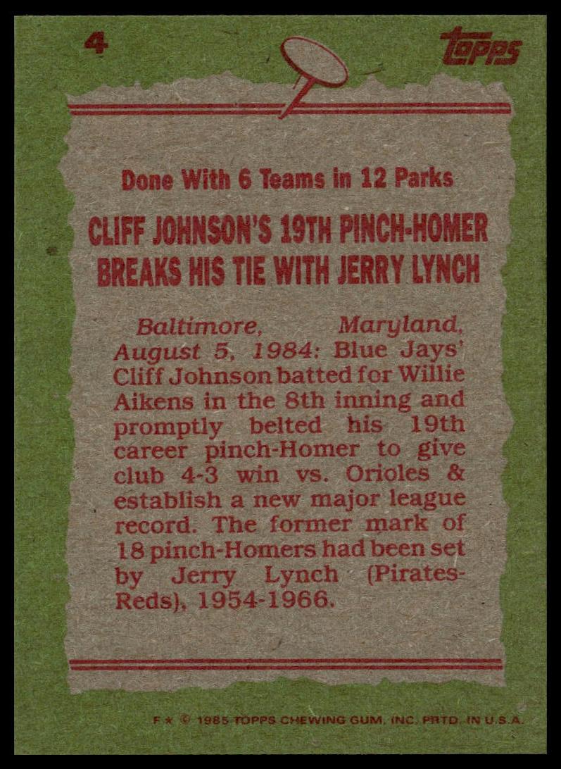1985 Topps #4 Cliff Johnson
