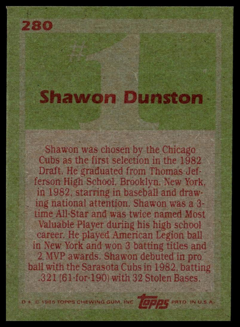 1985 Topps #280 Shawon Dunston