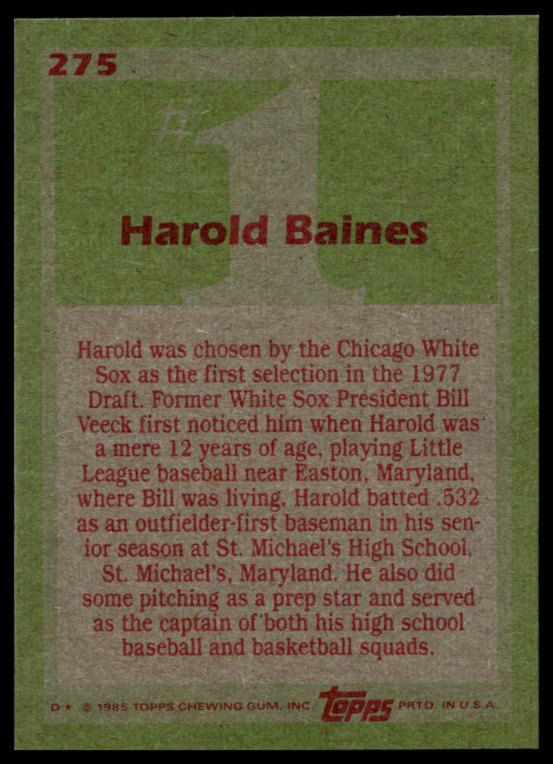 1985 Topps #275 Harold Baines