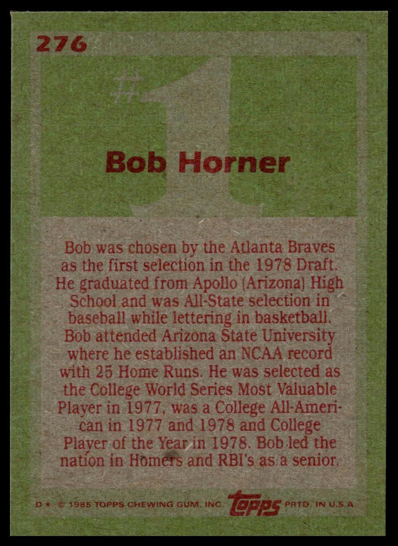 1985 Topps #276 Bob Horner