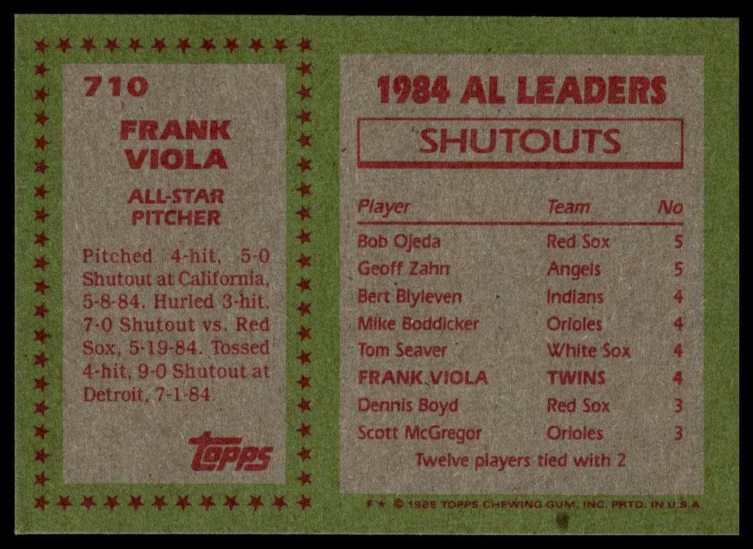 1985 Topps #710 Frank Viola