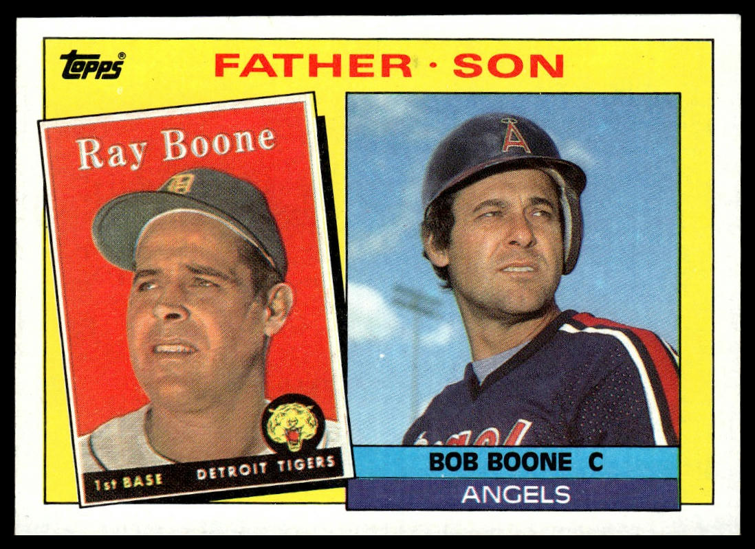 1985 Topps #133 Ray Boone / Bob Boone F&S