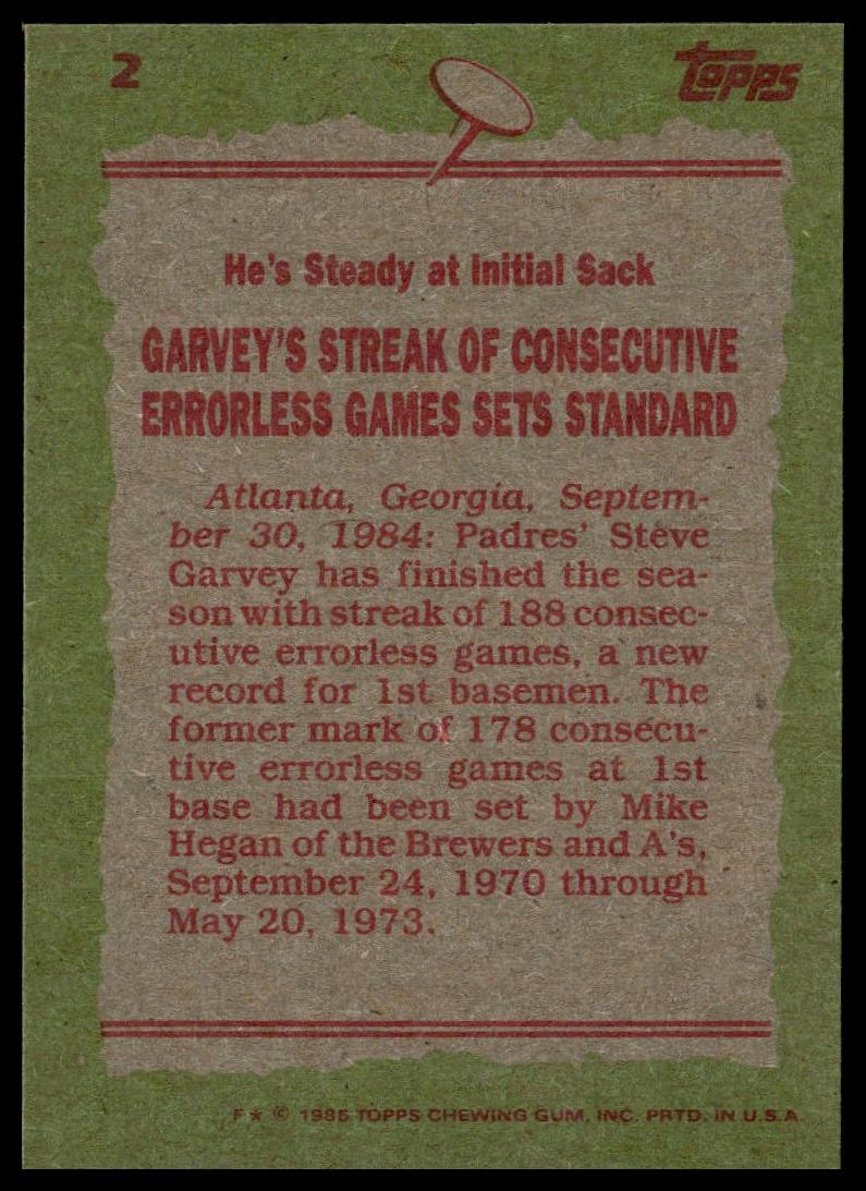 1985 Topps #2 Steve Garvey