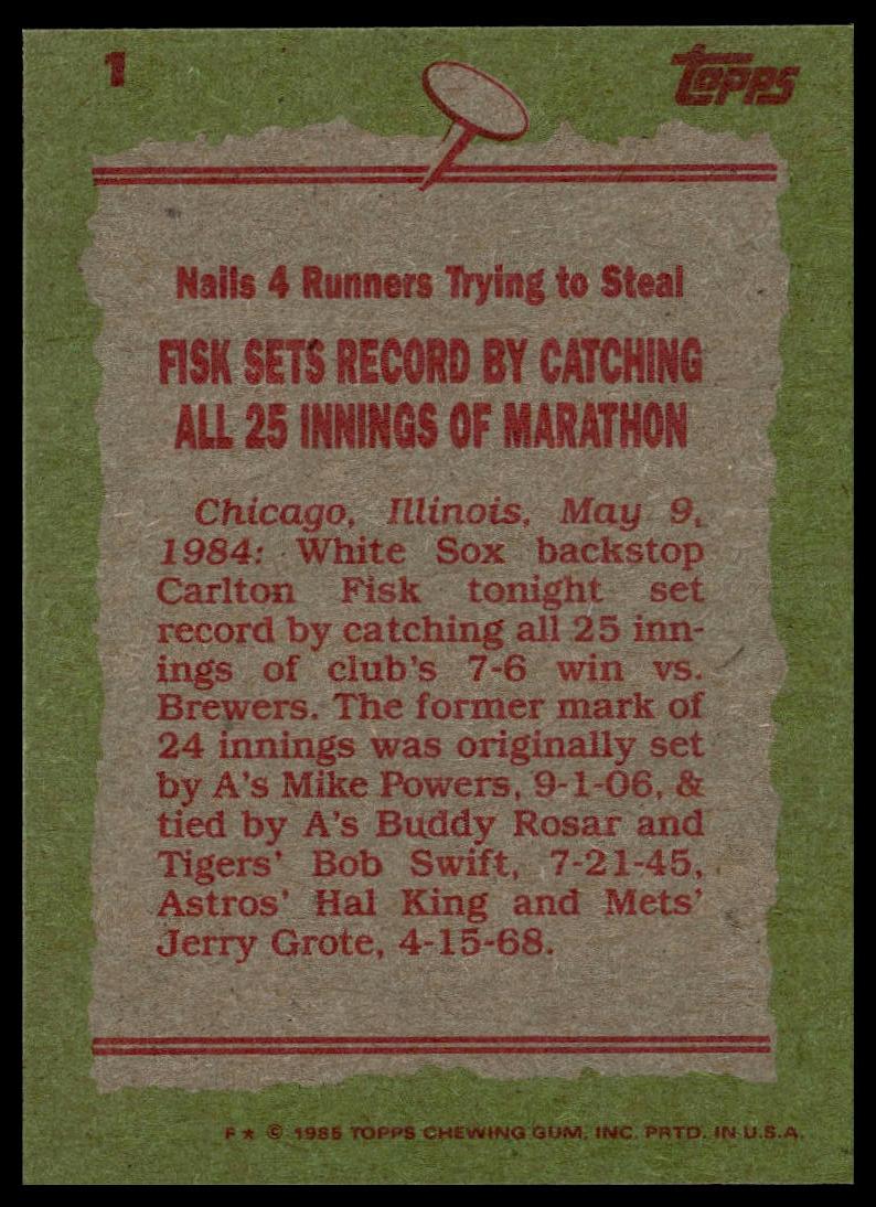1985 Topps #1 Carlton Fisk