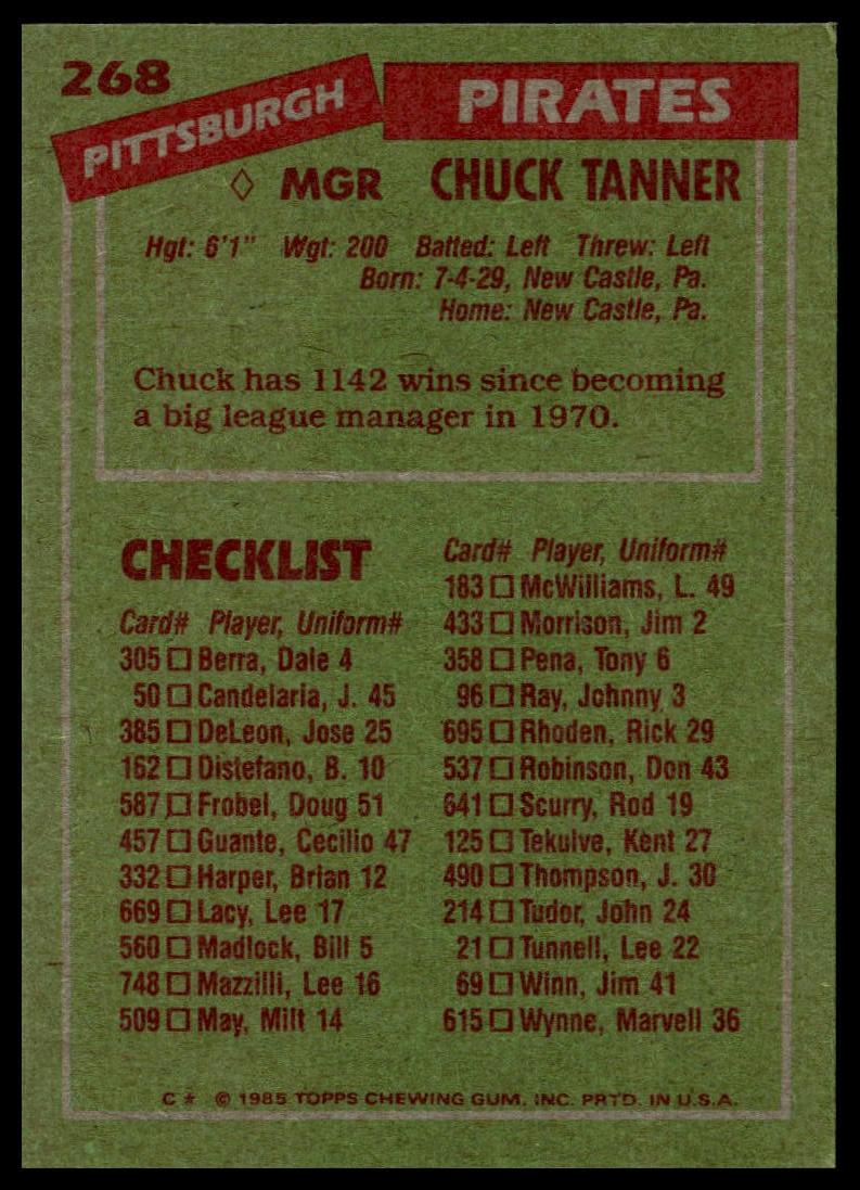 1985 Topps #268 Chuck Tanner