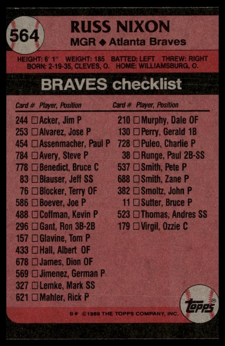 1989 Topps #564 Russ Nixon