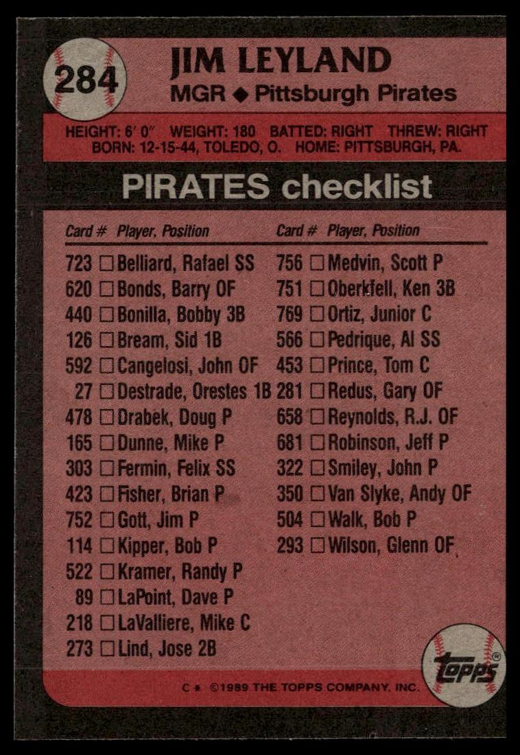 1989 Topps #284 Jim Leyland