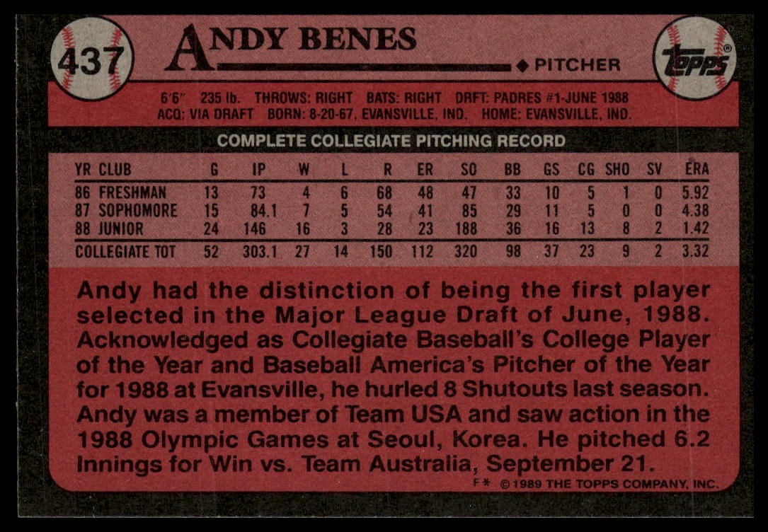 1989 Topps #437 Andy Benes