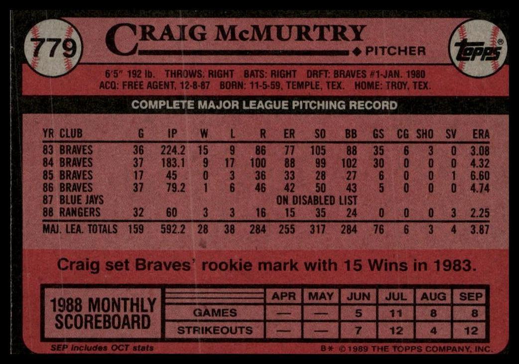 1989 Topps #779 Craig McMurtry
