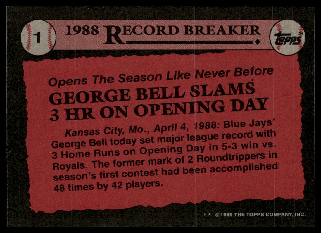 1989 Topps #1 George Bell