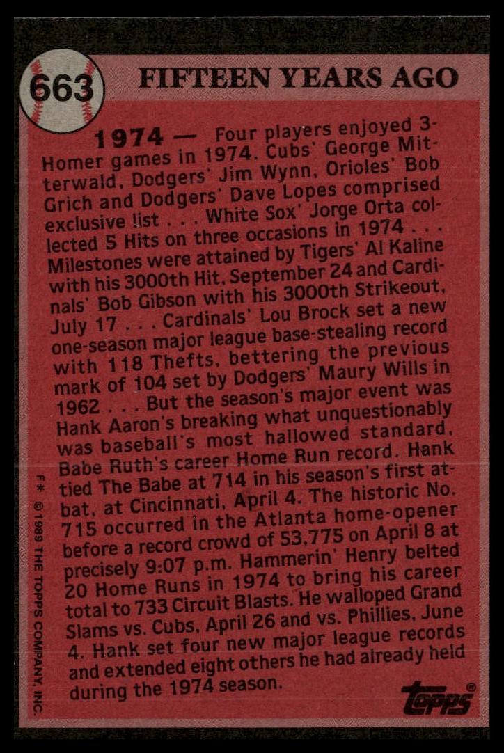 1989 Topps #663 Hank Aaron