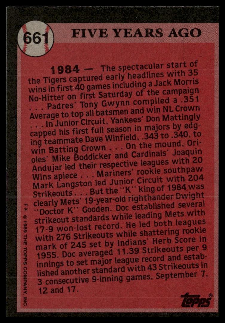 1989 Topps #661 Dwight Gooden