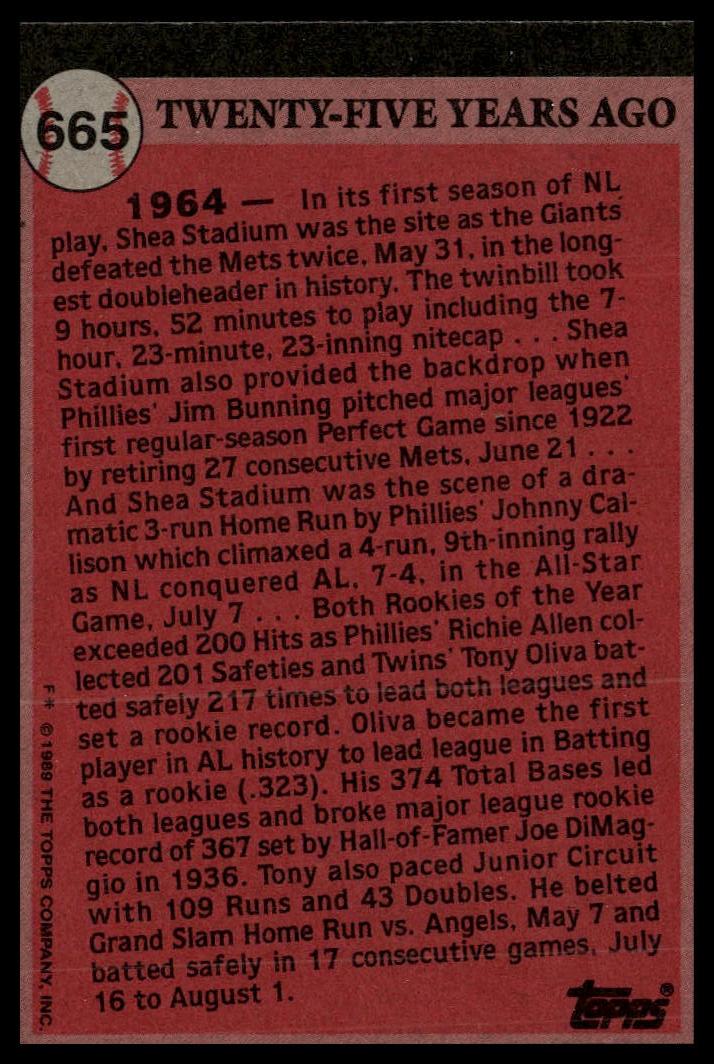 1989 Topps #665b Tony Oliva