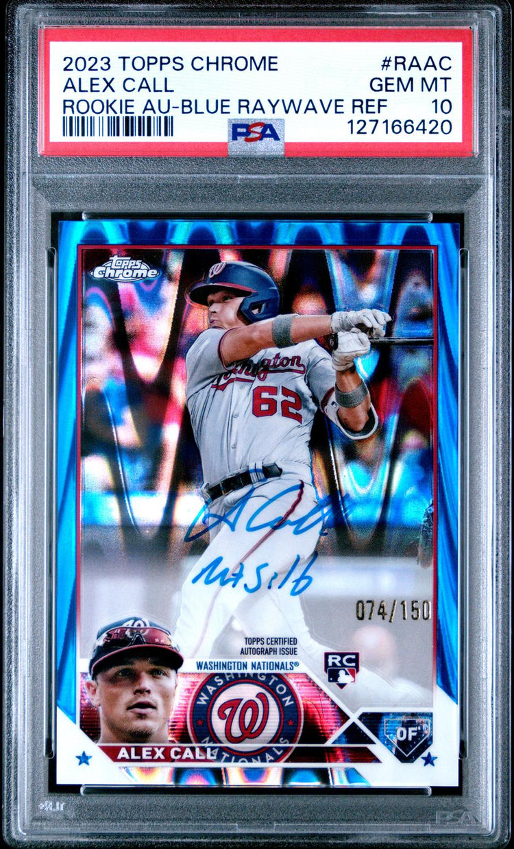 2023 Topps Chrome Rookie Autograph Alex Call #RAAC RC Rookie Au-Blue PSA 10 front