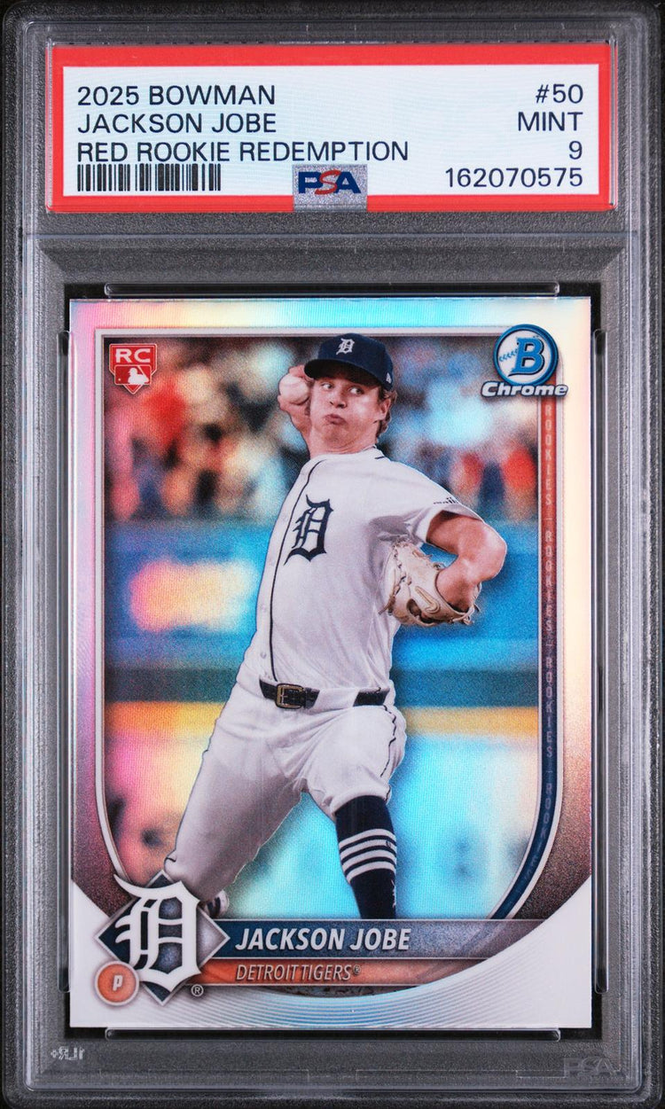 2025 Bowman Jackson Jobe #50 RC Red Rookie Redemption PSA 9 front