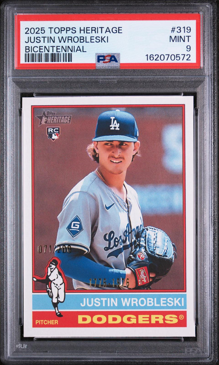 2025 Topps Heritage Justin Wrobleski #319 Bicentennial PSA 9 front