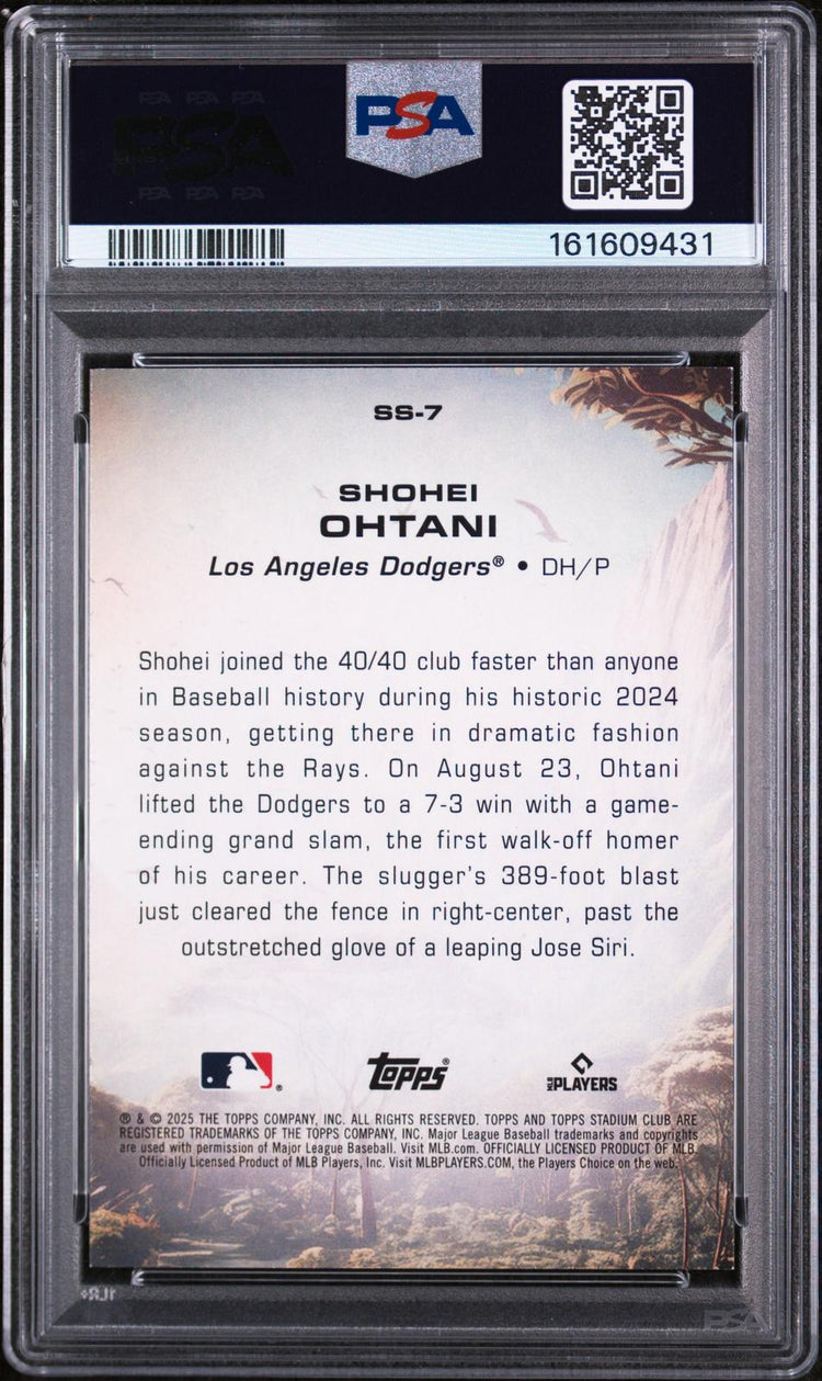 2025 Topps Stadium Club Savage Sluggers Shohei Ohtani #7 PSA 8 back