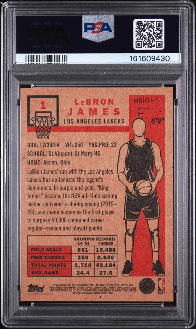 2025 Topps Living LeBron James #1 PSA 10 GEM MT Lakers back