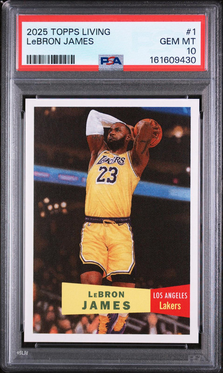 2025 Topps Living LeBron James #1 PSA 10 GEM MT Lakers front