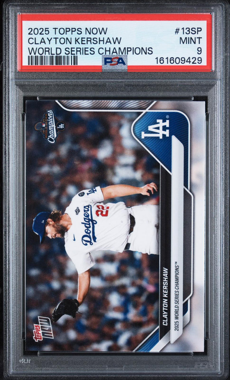 2025 Topps Now Los Angeles Dodgers World Series Champions Clayton Kershaw PSA 9 front