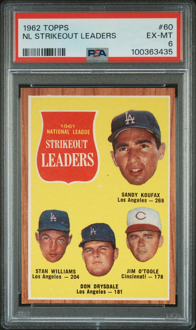 1962 Topps Nl Strikeout Leaders #60 PSA 6 front