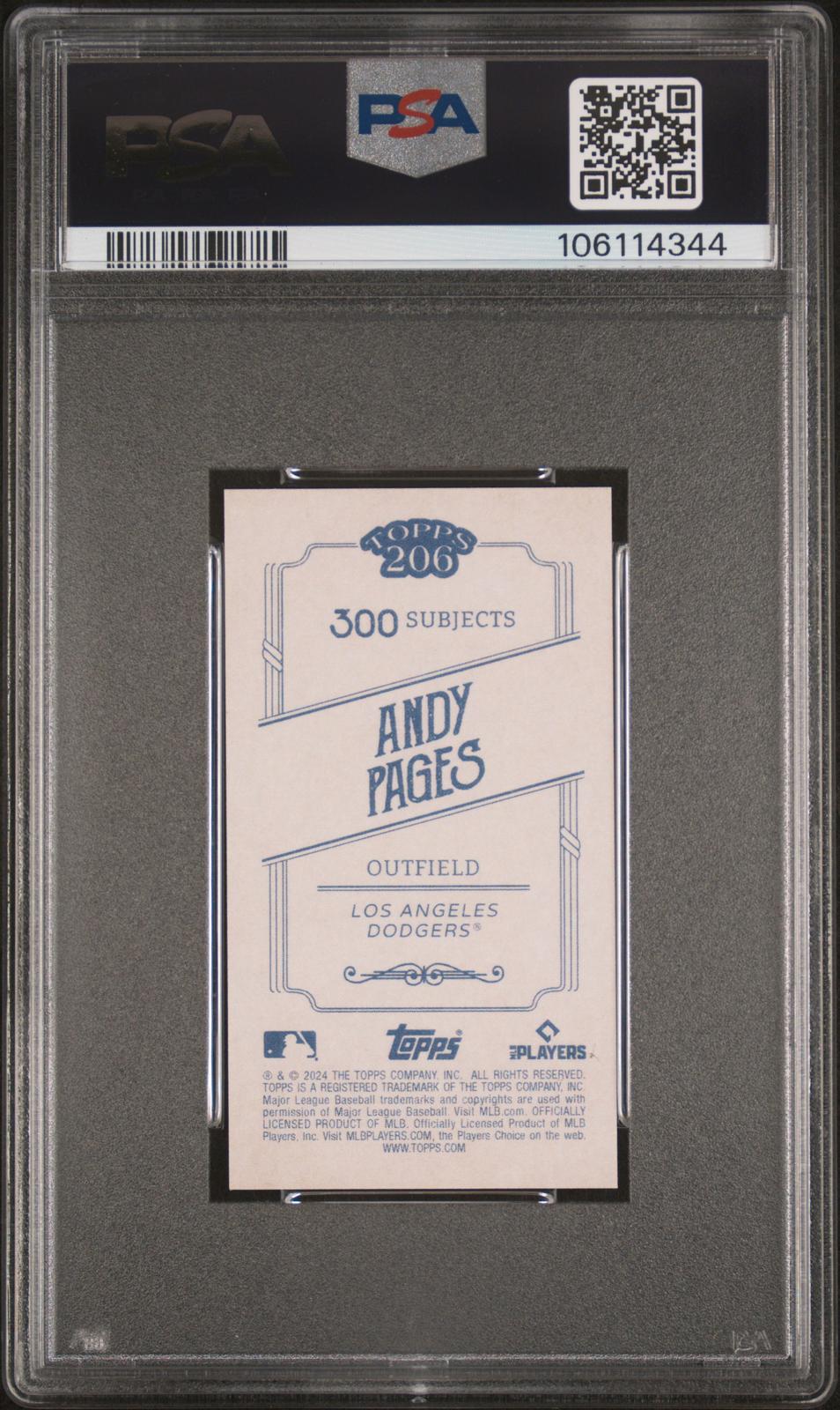 2024 Topps 206 Andy Pages PSA 10 back