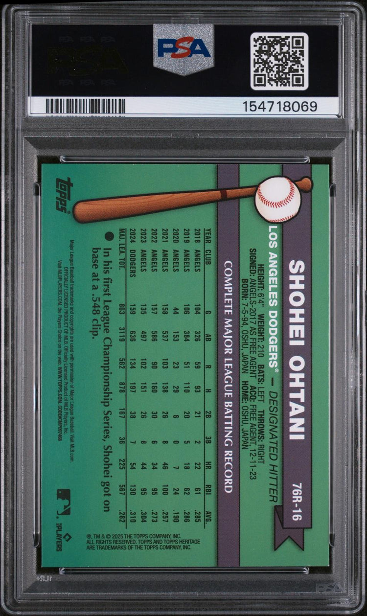 2025 Topps Heritage 1976 Redefined Shohei Ohtani #76R16 1976 PSA 9 back