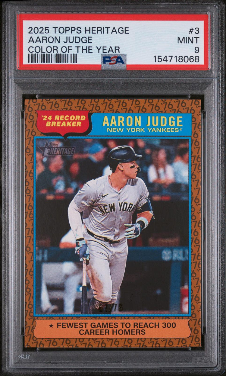 2025 Topps Heritage Aaron Judge #3 Color Of The Year PSA 9 front