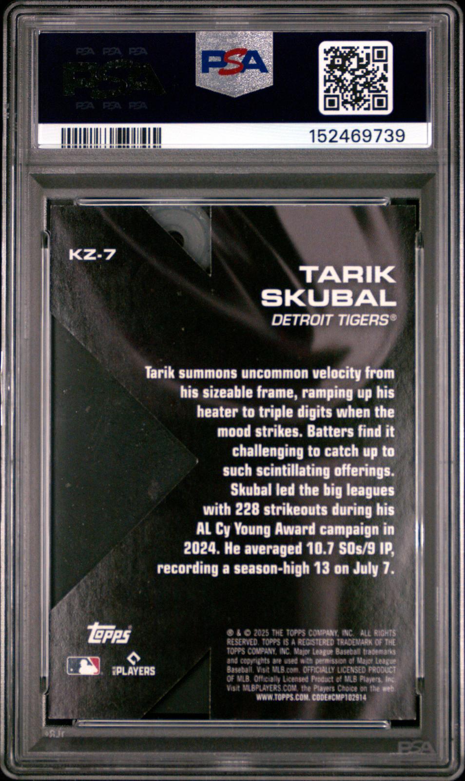 2025 Topps K Zone Tarik Skubal #KZ7 PSA 6 back