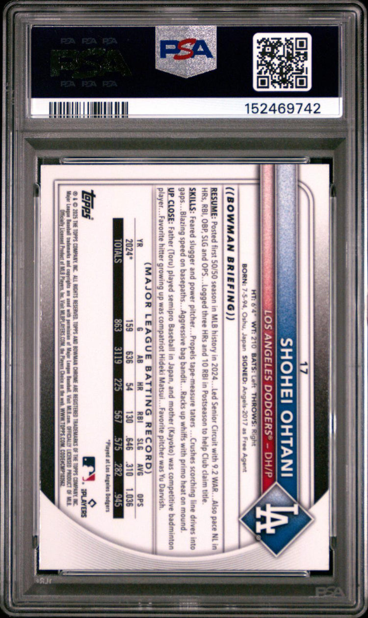2025 Bowman Mega Box Chrome Shohei Ohtani #17 PSA 10 back