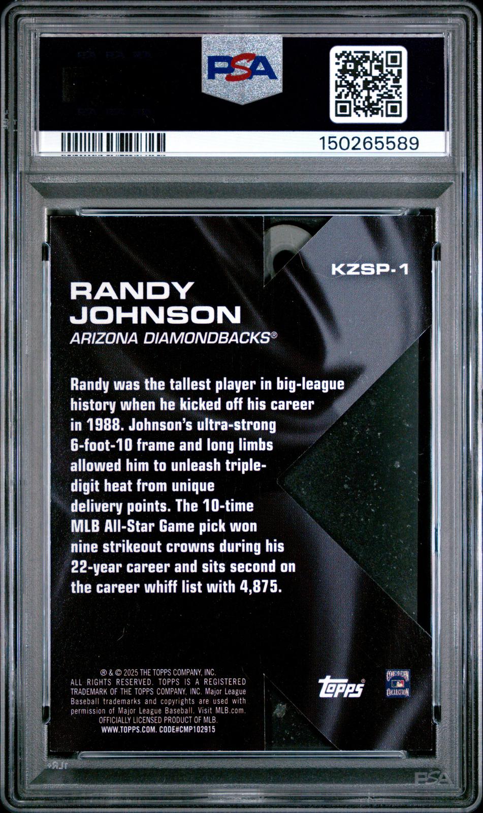 2025 Topps K Zone Randy Johnson #KZSP1 K Zone Short Print Var PSA 7 back