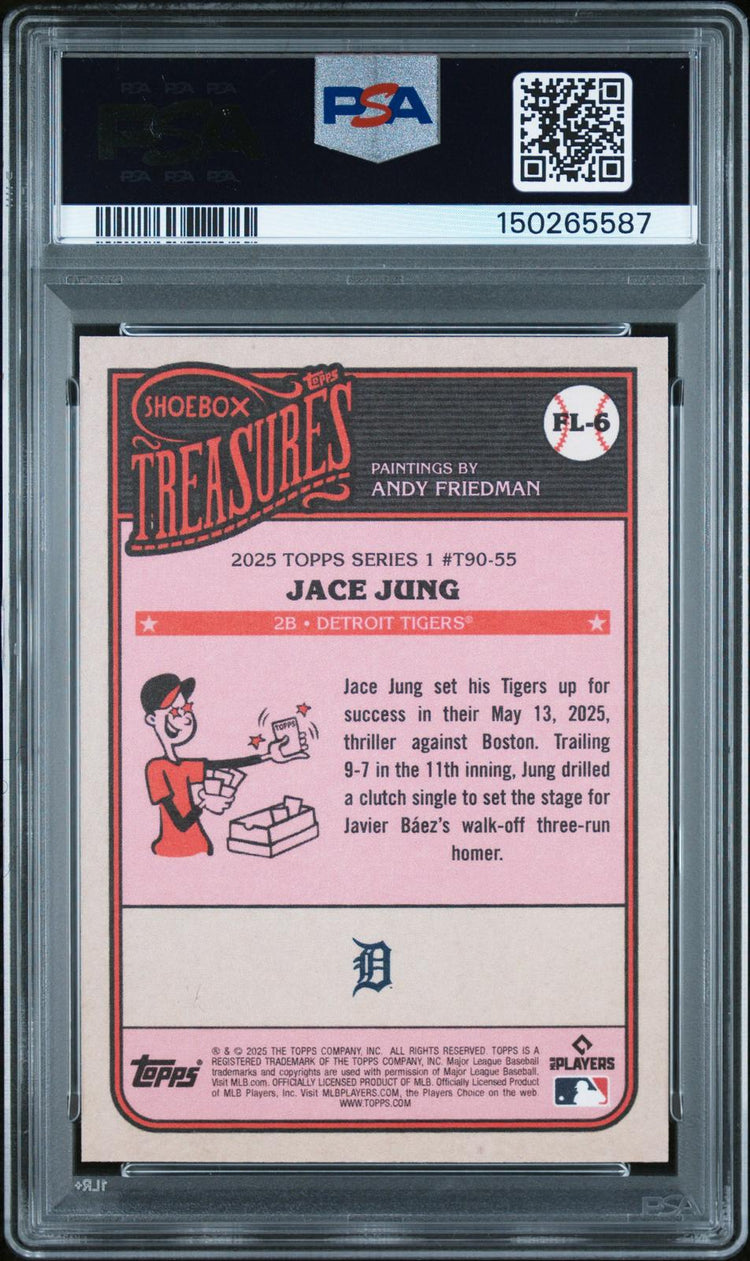 2025 Topps Shoebox Treasures First Light Rookies Jace Jung #FL-6 RC PSA 8 back