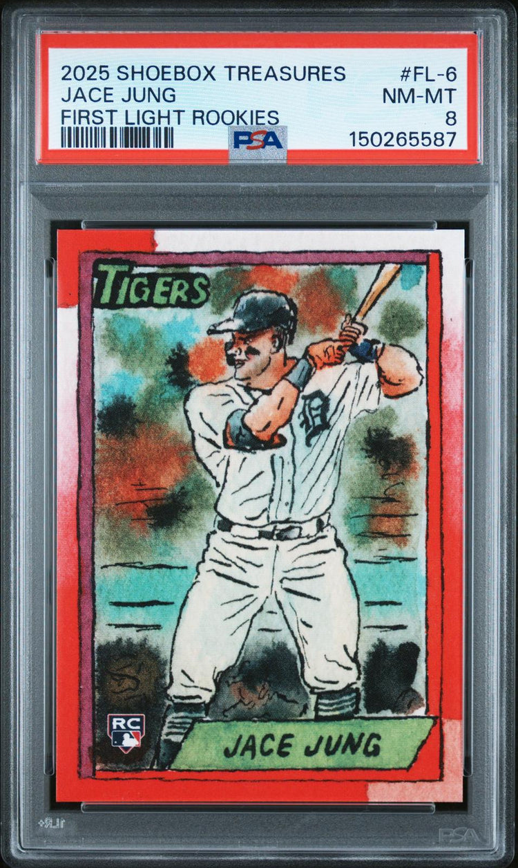 2025 Topps Shoebox Treasures First Light Rookies Jace Jung #FL-6 RC PSA 8 front