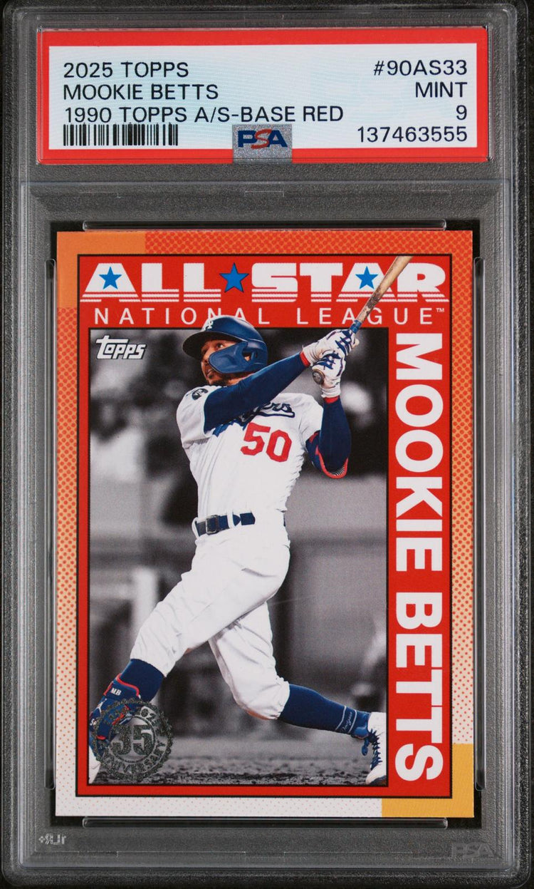 2025 Topps 1990 Topps All-Star Mookie Betts #90AS33 1990 Topps A/S-Base PSA 9 front