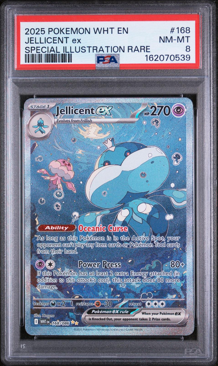 2025 Pokemon White Flare Jellicent ex #168 Special Illustration Rare PSA 8 front