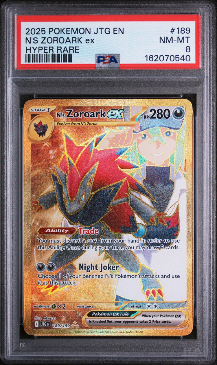 2025 Pokemon Journey Together N'S Zoroark ex #189 Hyper Rare PSA 8 front
